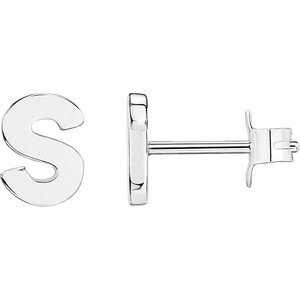 PAVOI 14K Gold Plated 925 Sterling Silver Alphabet Letter Earrings – Personalized Initial Earrings(- S)