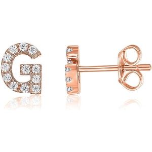 PAVOI 14K Gold Plated 925 Sterling Silver Cubic Zirconia Initial Letter Stud Earrings for Women | Simulated Diamond Alphabet Letter Earrings(- G)