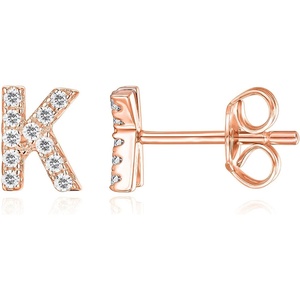 PAVOI 14K Gold Plated 925 Sterling Silver Cubic Zirconia Initial Letter Stud Earrings for Women | Simulated Diamond Alphabet Letter Earrings(- K)