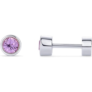 PAVOI 14K Gold Plated 925 Sterling Silver Post Colored Cubic Zirconia Flatback Earrings for Women | Small Cartilage Stud Earring | Helix Piercing Jewelry(Purple)