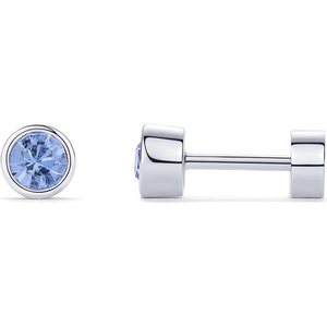 PAVOI 14K Gold Plated 925 Sterling Silver Post Colored Cubic Zirconia Flatback Earrings for Women | Small Cartilage Stud Earring | Helix Piercing Jewelry(Blue)