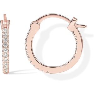 PAVOI 14K Gold Plated 925 Sterling Silver Post Cubic Zirconia Hoop Earrings(Rose Gold)