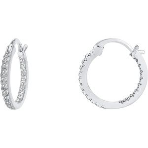 PAVOI 14K Gold Plated 925 Sterling Silver Post Cubic Zirconia Hoop Earrings(White Gold)