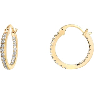 PAVOI 14K Gold Plated 925 Sterling Silver Post Cubic Zirconia Hoop Earrings(Yellow Gold)
