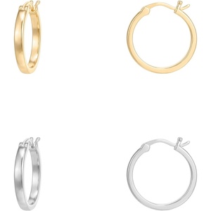 PAVOI 14K Gold Plated 925 Sterling Silver Post Lightweight Hoops | 20mm – 30mm Earring | Gold Hoop Earrings for Women(Yellow & White Gold)