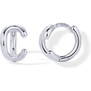 PAVOI 14K Gold Plated 925 Sterling Silver Posts Dainty Initial Huggie Earrings for Women – Gold Huggie Hoop Small Initial Jewelry – Trendy Alphabet Letter Earrings(- C)