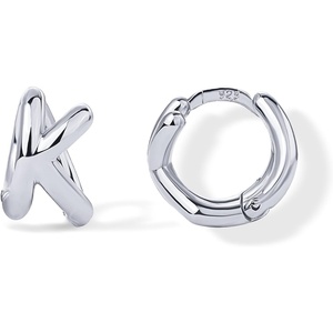 PAVOI 14K Gold Plated 925 Sterling Silver Posts Dainty Initial Huggie Earrings for Women – Gold Huggie Hoop Small Initial Jewelry – Trendy Alphabet Letter Earrings(- K)