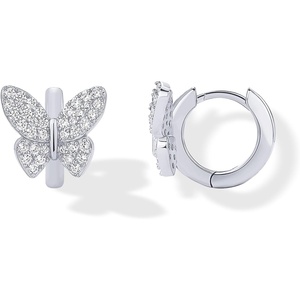 PAVOI 14K Gold Plated 925 Sterling Silver Posts Small Huggie Hoop Earrings for Women – Trendy Celestial North Star, Butterfly, Heart Hoop Earrings – Cubic Zirconia Cute Gold Motif Jewelry – Valentines Day Trendy Jewelry(Butterfly)