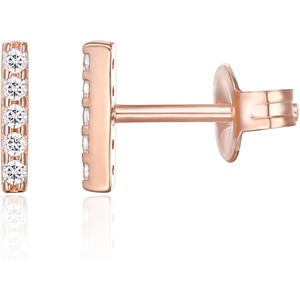 PAVOI 14K Gold Plated 925 Sterling Silver Stud Earrings for Women – Dainty Geometrical Bar Triangle Heart Earrings – Valentines Day Trendy Jewelry(Rose Gold)