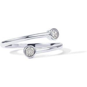 PAVOI 14K Gold Plated CZ Bypass Ring | Simulated Diamond BTY Ring | Stacking Rings for Women(White Gold)