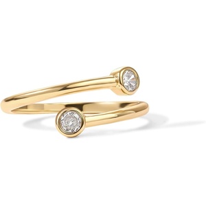 PAVOI 14K Gold Plated CZ Bypass Ring | Simulated Diamond BTY Ring | Stacking Rings for Women(Yellow Gold)