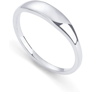 PAVOI 14K Gold Plated Chunky Signet Ring for Women | Women’s Stackable Bands(White Gold)
