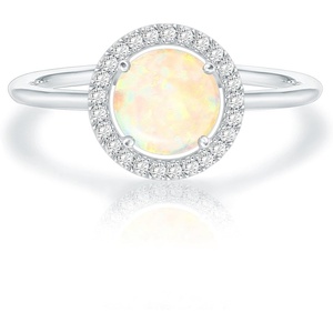 PAVOI 14K Gold Plated Crystal Birthstone Rings | Rings For Women(White Gold)