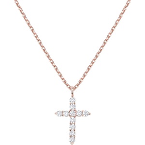 PAVOI 14K Gold Plated Cubic Zirconia Cross Necklace for Women | Cross Faith Pendant Necklaces(Rose Gold)