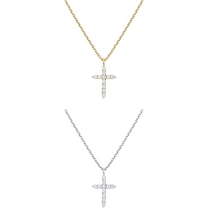 PAVOI 14K Gold Plated Cubic Zirconia Cross Necklace for Women | Cross Faith Pendant Necklaces(White & Yellow Pack)
