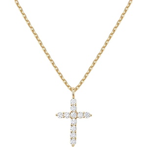 PAVOI 14K Gold Plated Cubic Zirconia Cross Necklace for Women | Cross Faith Pendant Necklaces(Yellow Gold)