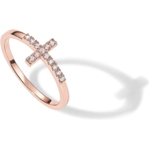 PAVOI 14K Gold Plated Cubic Zirconia Cross Ring for Women – Eternity Promise Ring for Her – Infinity Religious Wedding Band(Rose Gold)
