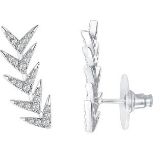 PAVOI 14K Gold Plated Cubic Zirconia Ear Crawler Earrings – Faux Diamond Ear Climber Fashion Earrings for Women(White Gold)