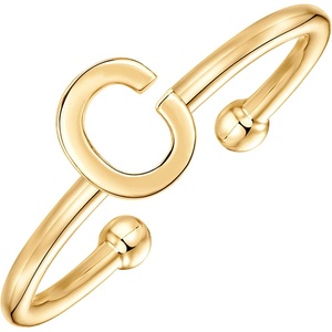PAVOI 14K Gold Plated Initial Letter Adjustable Ring for Women – Thin Initial Band – Dainty Fashion Jewelry Gifts(- C)