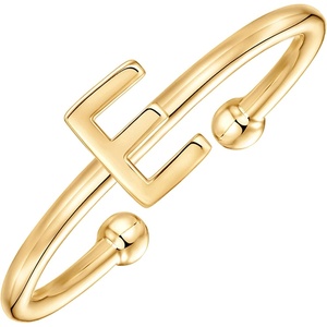 PAVOI 14K Gold Plated Initial Letter Adjustable Ring for Women – Thin Initial Band – Dainty Fashion Jewelry Gifts(- E)