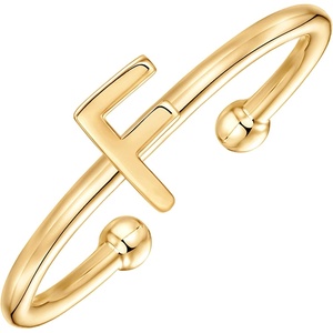 PAVOI 14K Gold Plated Initial Letter Adjustable Ring for Women – Thin Initial Band – Dainty Fashion Jewelry Gifts(- F)