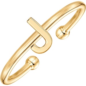 PAVOI 14K Gold Plated Initial Letter Adjustable Ring for Women – Thin Initial Band – Dainty Fashion Jewelry Gifts(- J)