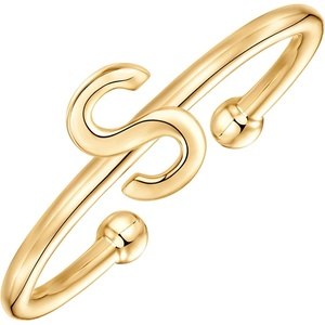 PAVOI 14K Gold Plated Initial Letter Adjustable Ring for Women – Thin Initial Band – Dainty Fashion Jewelry Gifts(- S)