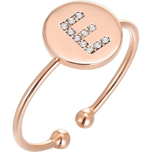 PAVOI 14K Gold Plated Initial Ring Stackable Rings for Women | Fashion Rings(- E)