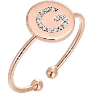 PAVOI 14K Gold Plated Initial Ring Stackable Rings for Women | Fashion Rings(- G)