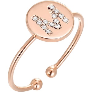 PAVOI 14K Gold Plated Initial Ring Stackable Rings for Women | Fashion Rings(- M)