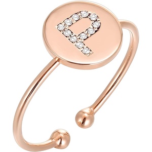 PAVOI 14K Gold Plated Initial Ring Stackable Rings for Women | Fashion Rings(- P)