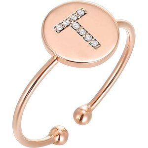 PAVOI 14K Gold Plated Initial Ring Stackable Rings for Women | Fashion Rings(- T)