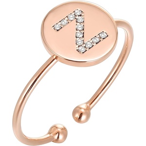 PAVOI 14K Gold Plated Initial Ring Stackable Rings for Women | Fashion Rings(- Z)