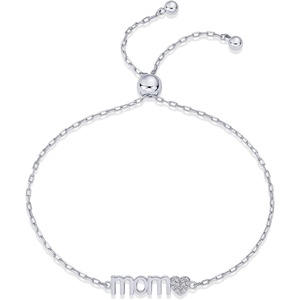 PAVOI 14K Gold Plated Mom Bracelet for Women | Dainty Bracelet Gift for Moms with Cubic Zirconia Accent(White Gold)