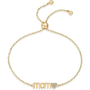 PAVOI 14K Gold Plated Mom Bracelet for Women | Dainty Bracelet Gift for Moms with Cubic Zirconia Accent(Yellow Gold)