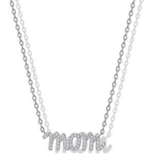 PAVOI 14K Gold Plated Mom Necklace for Women – Cubic Zirconia Mama Necklace Gold Jewelry Gifts for Mothers Day – Dainty Pendant New Mom Jewelry(Mom Script)