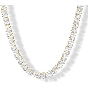 PAVOI 14K Gold Plated Pear Cubic Zirconia Tennis Necklace for Women – Tennis Chain Necklaces – Sizes 15″ and 18″(Yellow Gold)