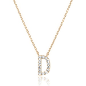 PAVOI 14K White Gold Plated Cubic Zirconia Initial Necklace | Letter Dainty Necklaces for Women(- D)