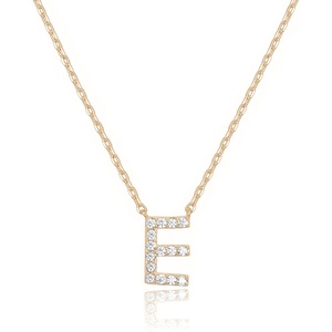 PAVOI 14K White Gold Plated Cubic Zirconia Initial Necklace | Letter Dainty Necklaces for Women(- E)