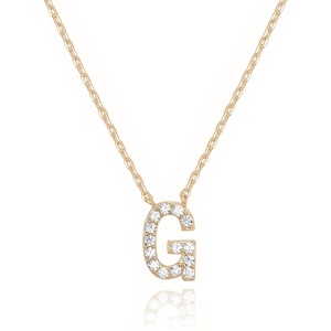 PAVOI 14K White Gold Plated Cubic Zirconia Initial Necklace | Letter Dainty Necklaces for Women(- G)