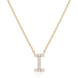 PAVOI 14K White Gold Plated Cubic Zirconia Initial Necklace | Letter Dainty Necklaces for Women(- I)