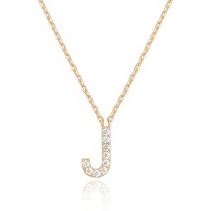 PAVOI 14K White Gold Plated Cubic Zirconia Initial Necklace | Letter Dainty Necklaces for Women(- J)