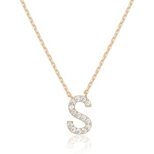 PAVOI 14K White Gold Plated Cubic Zirconia Initial Necklace | Letter Dainty Necklaces for Women(- S)