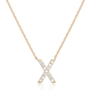 PAVOI 14K White Gold Plated Cubic Zirconia Initial Necklace | Letter Dainty Necklaces for Women(- X)