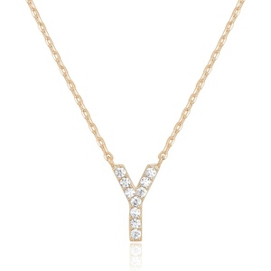 PAVOI 14K White Gold Plated Cubic Zirconia Initial Necklace | Letter Dainty Necklaces for Women(- Y)