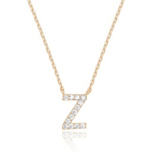 PAVOI 14K White Gold Plated Cubic Zirconia Initial Necklace | Letter Dainty Necklaces for Women(- Z)