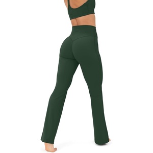 PAVOI ACTIVE High Waisted Flare Leggings for Women – Buttery Soft Bell Bottom Workout Flared Wide Leg Yoga Pants – FlexFlow(Pine Green)