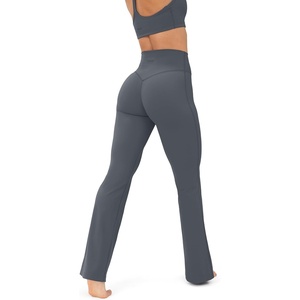 PAVOI ACTIVE High Waisted Flare Leggings for Women – Buttery Soft Bell Bottom Workout Flared Wide Leg Yoga Pants – FlexFlow(Thunder)
