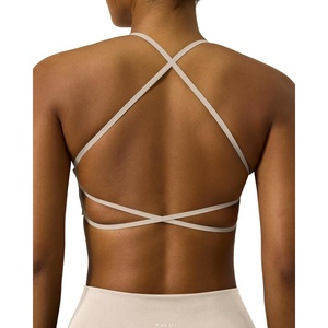 PAVOI ACTIVE Open Back Strappy Yoga Workout Bras for Women – Low Support Criss-Cross Sports Gym Bra Removable Pads – FlexFlow(Moon)