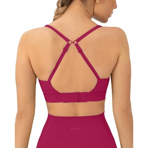 PAVOI ACTIVE Racerback Adjustable Sports Bra for Women – High Support Convertible Straps High Impact Workout Bras – HiPerform(Berry)